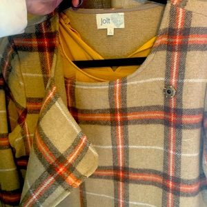 Double breasted duster plaid jacket